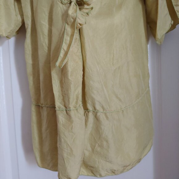 Whispers VTG Carole Dolighan Chartreuse 100% Silk Kimono Jacket S/M - Picture 7 of 14